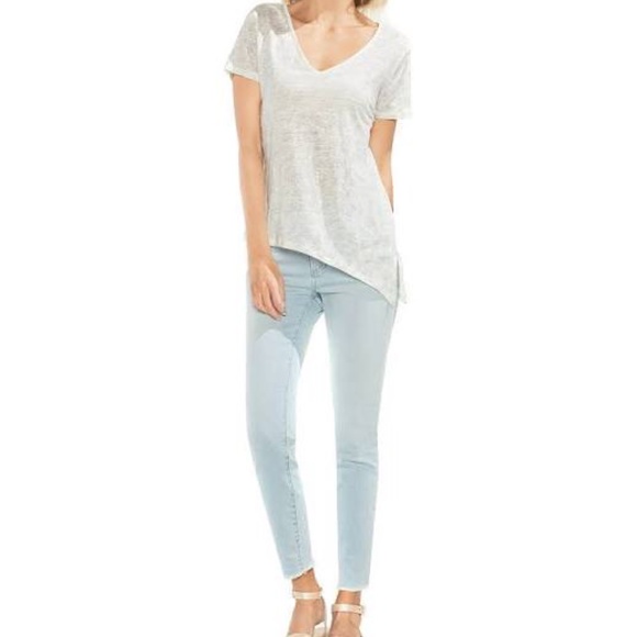 Vince Camuto Ivory Asymmetrical Linen Shirt Small - Picture 4 of 9